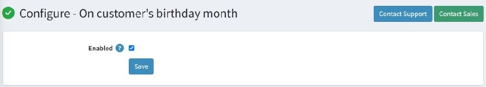 on customers birthday month configuration page